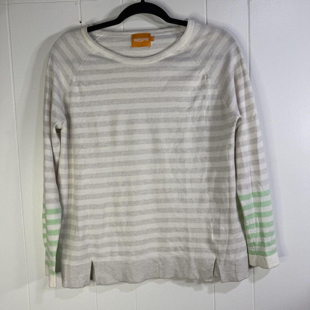 Wispr Sweater Size Small Long Sleeve Scoop Neck Striped Top Cotton Nylon Silk